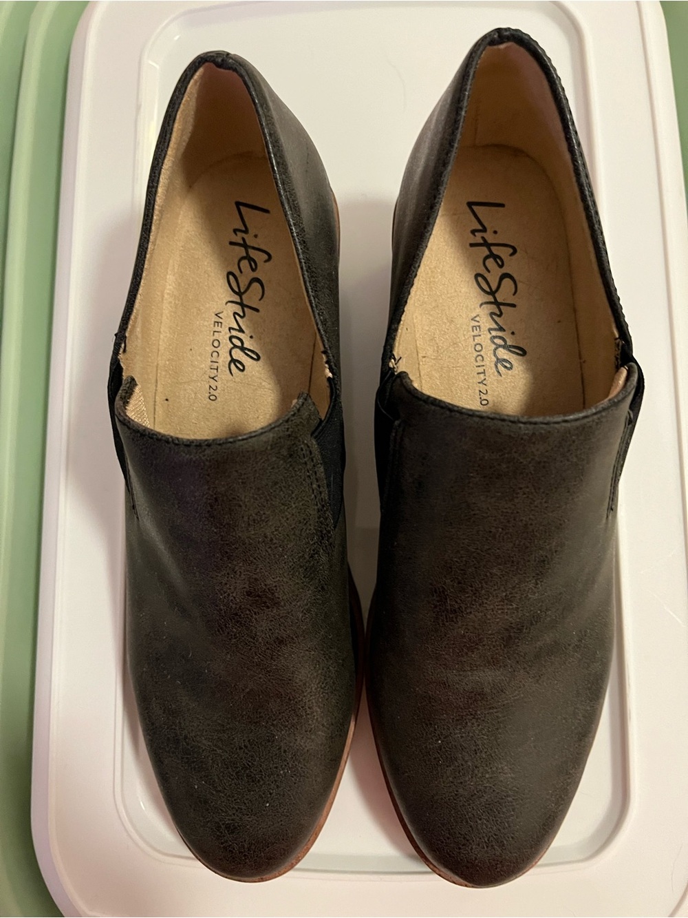 Life Stride Black Ankle Booties with Low Heel